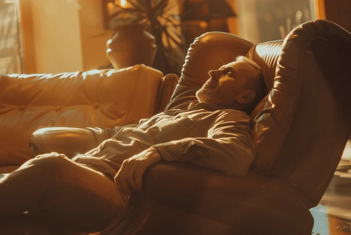 A_real_photo_of_a_man_lying_down_on_a_luxury_leather_chair