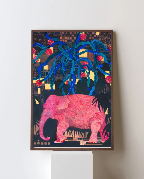 fuchsia-elephant canvas art