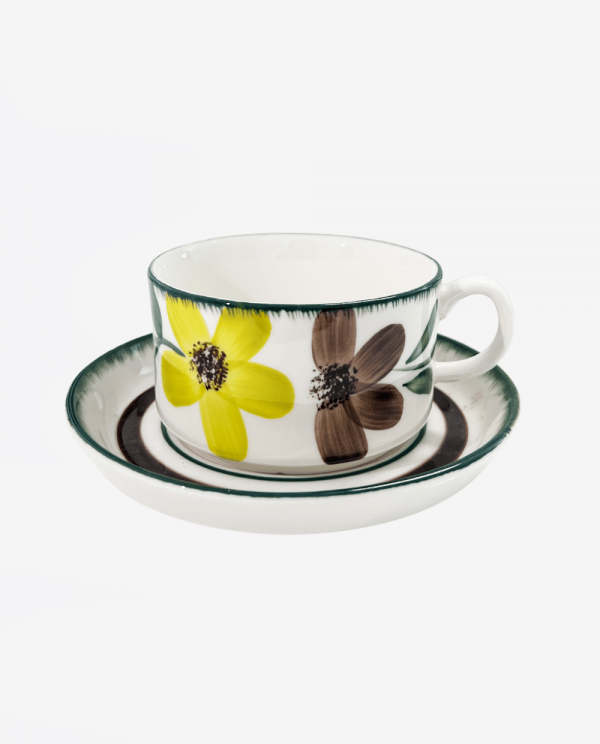 Vintage Floral Ceramic Coffee Cup and Plate Set 1 min