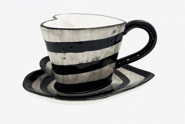 Vintage Heart Shaped Coffee Cup and Saucer Set 1