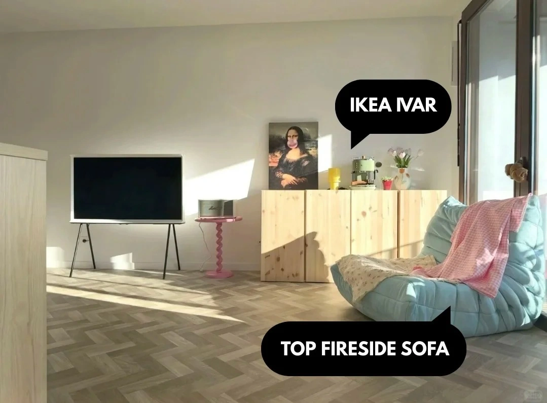 IKEA-IVAR-storage-with-TOP-FIRESIDE-SOFA